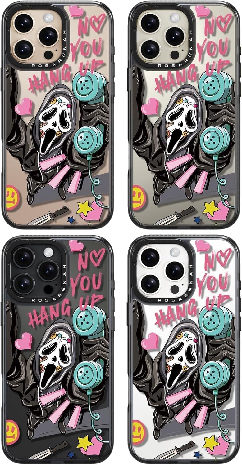 Cute Funny Skeleton Phone Cases for iPhone 16 Pro Max - Durable Shockproof 6.6 ft Drop Impact Case (Black Halloween Horror Design)