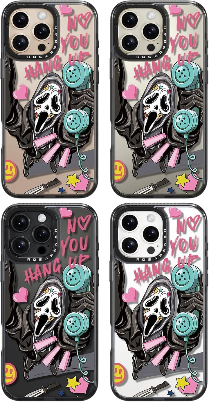 Cute Funny Skeleton Phone Cases for iPhone 16 Pro Max - Durable Shockproof 6.6 ft Drop Impact Case (Black Halloween Horror Design)