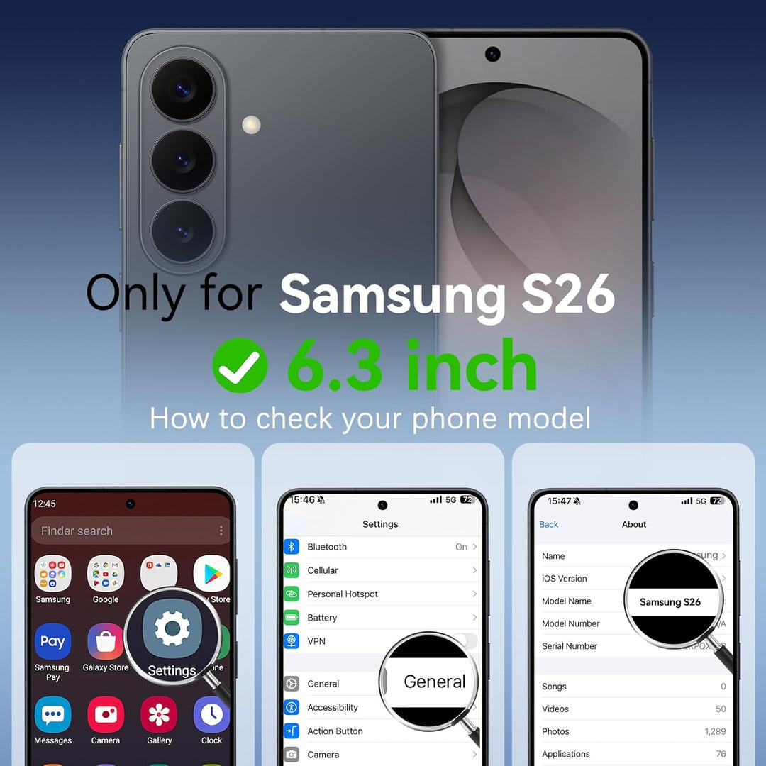 Samsung S26 Case Glitter, Magnetic Case Compatible with MagSafe - Clear