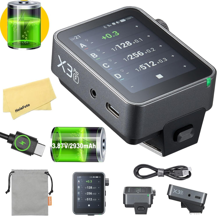 GODOX X3 PRO F X3PRO F 2.4G TTL Wireless Flash Trigger for Fuji Fujifilm Cameras,3.87V/2930mAh,2.4" LCD Touch Screen,Shutter Control,Bluetooth&APP Control,2.4GHz Wireless X System,X3-F Upgrade Version