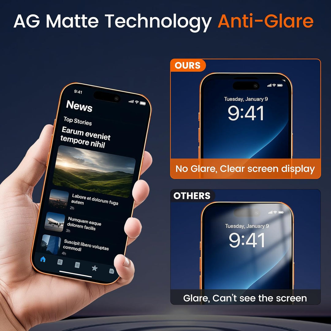 TQLGY Matte Screen Protector for iPhone 17 Pro Max 6.9-Inch, Anti-Glare & Anti-Fingerprint Tempered Glass with Easy Installation Tool, Anti-Scratch, Case-Friendly, Smooth as Silk, 2-Pack