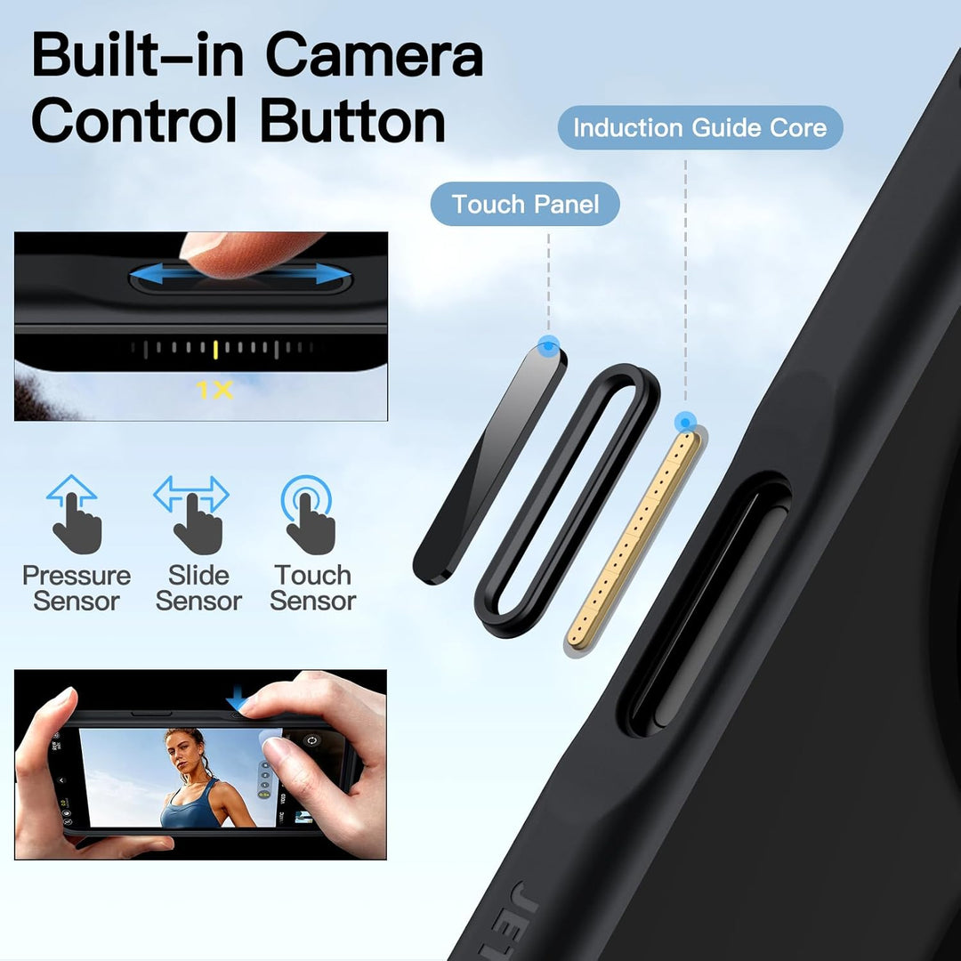 JETech Case for iPhone 17 Air with Built-in Tempered Glass Screen Protector and Camera Control Button, Compatible with MagSafe, 360 Degree Full Body Cover, 6.5-Inch Display (Black)