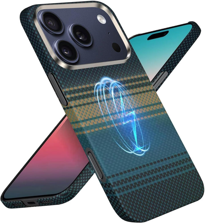 Case for iPhone 17 Pro Max: Business Men Slim Magnetic Anti Fall Cover (Compatible with MagSafe) - 1500D Aramid Fiber Textures Design Thin & Light Cover with a Caseless Feel (Moonrise Blue)