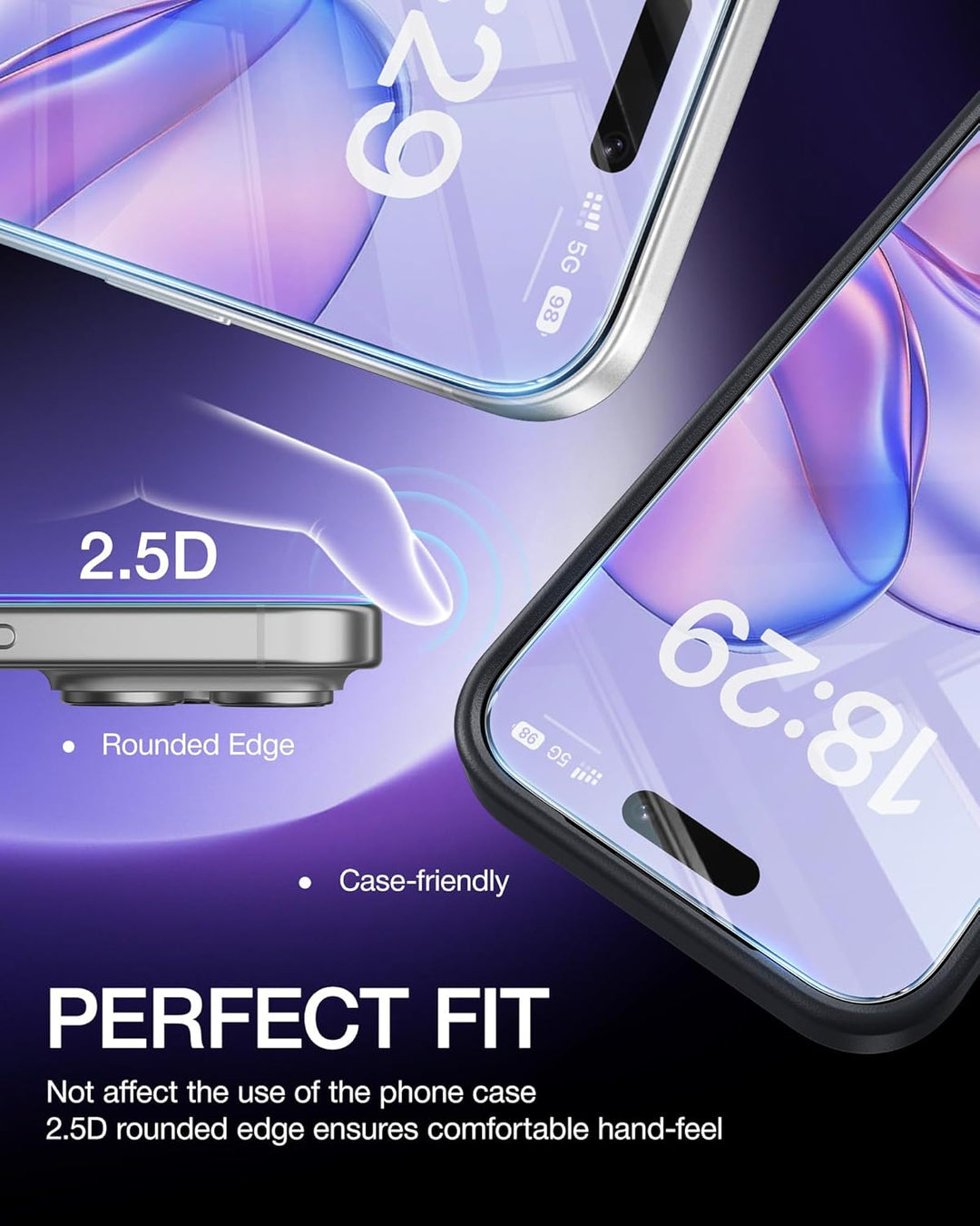 NIMASO for iPhone 17 Pro Screen Protector 6.3-Inch, 2 Pack 9H Hardness HD Clear Tempered Glass Military Grade Shatterproof, Anti-Scratch, with Easy Installation Tool