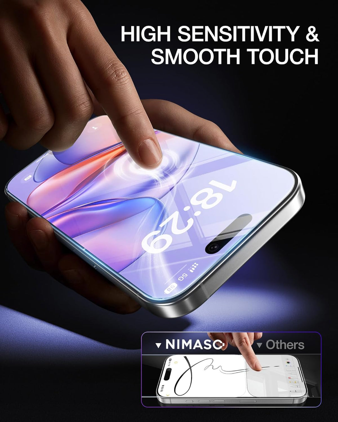 NIMASO for iPhone 17 Pro Screen Protector 6.3-Inch, 2 Pack 9H Hardness HD Clear Tempered Glass Military Grade Shatterproof, Anti-Scratch, with Easy Installation Tool