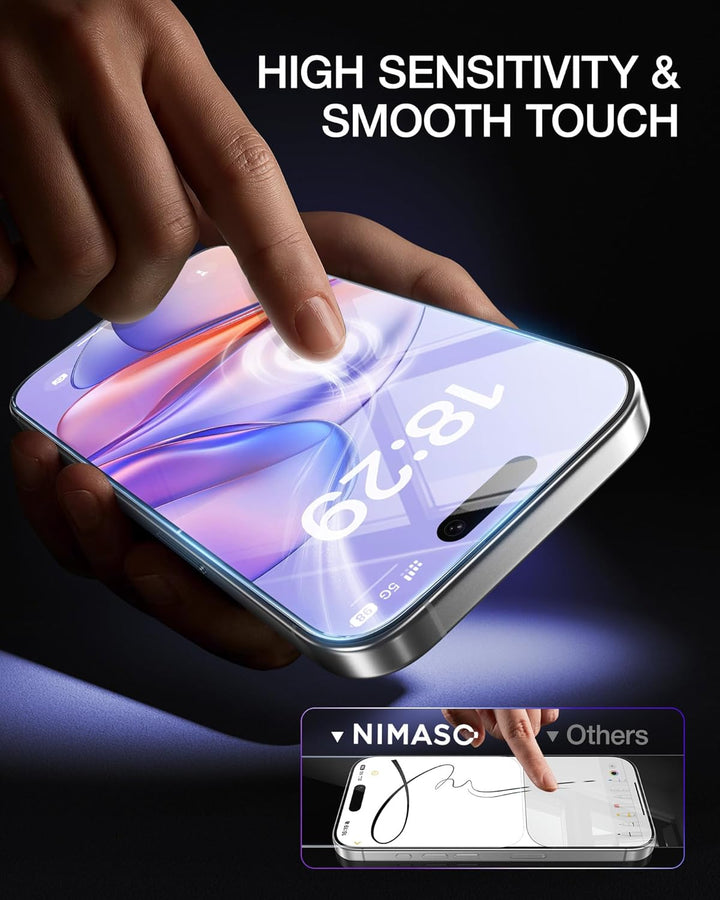 NIMASO for iPhone 17 Pro Screen Protector 6.3-Inch, 2 Pack 9H Hardness HD Clear Tempered Glass Military Grade Shatterproof, Anti-Scratch, with Easy Installation Tool