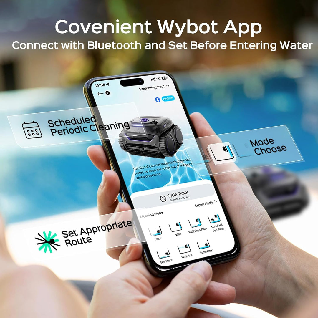 Winny C2 Cordless Robotic Pool Cleaner, 7 Mode Pool Vacuum Robot for Inground Pools up to 200 m2, Wall & Waterline Cleaning wtih Ultra-fine Filtration, Powerful Suction