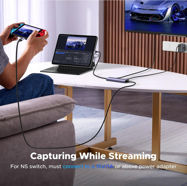 UGREEN 2K@30Hz USB C Video Capture Card with 100W PD 4K@30Hz HDMI Loop-Out, 1080P 60fps USB 3.0 Capture Card for Streaming Low Latency YUY2 VR Compatible with Stream Deck, Quest 3