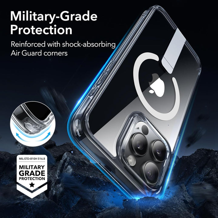ESR for iPhone 15 Pro Max Case with Kickstand, Military-Grade Shockproof Protection, Magnetic Fully Adjustable Flickstand Phone Case, Compatible with MagSafe Accessories, Boost Series, Clear