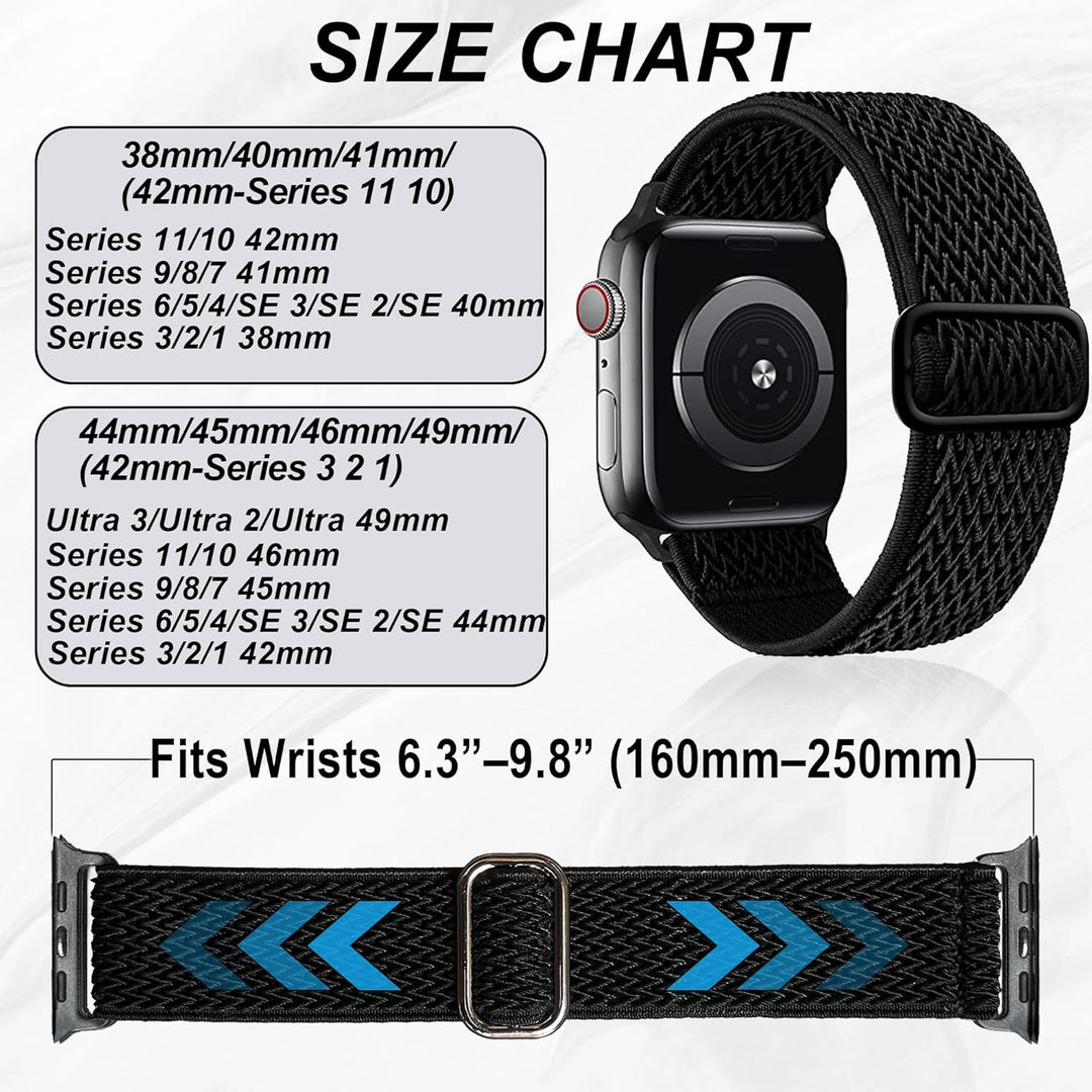 3 Pack Elastic Solo Loop Compatible with Apple Watch Bands 38mm 40mm 41mm 42mm 44mm 45mm 46mm 49mm Women Men, Sport Soft Nylon Stretchy Straps for iWatch Series 11 10 9 8 7 6 5 4 3 2 1 SE Ultra