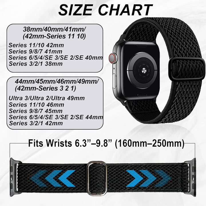 3 Pack Elastic Solo Loop Compatible with Apple Watch Bands 38mm 40mm 41mm 42mm 44mm 45mm 46mm 49mm Women Men, Sport Soft Nylon Stretchy Straps for iWatch Series 11 10 9 8 7 6 5 4 3 2 1 SE Ultra