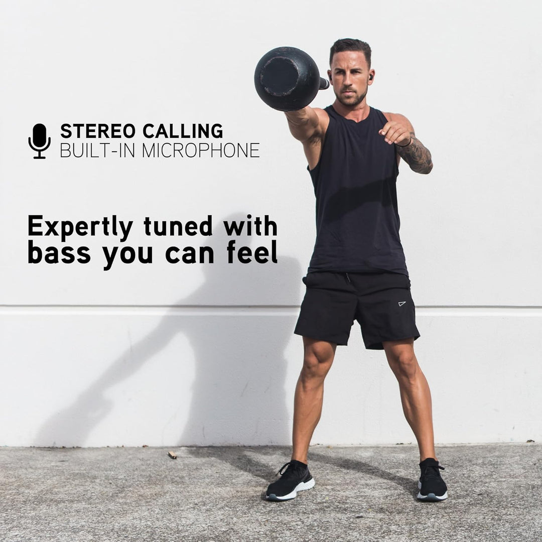 BlueAnt Pump Air Lite 2 Wireless in Ear Buds, 7mm Drivers with Big Bass, Clear Calls, IP55 Sweatproof, 26 Hours Playback, Lightweight 4g per Bud, 3 Sizes of Comfortseal Tips, Black/White (Black)