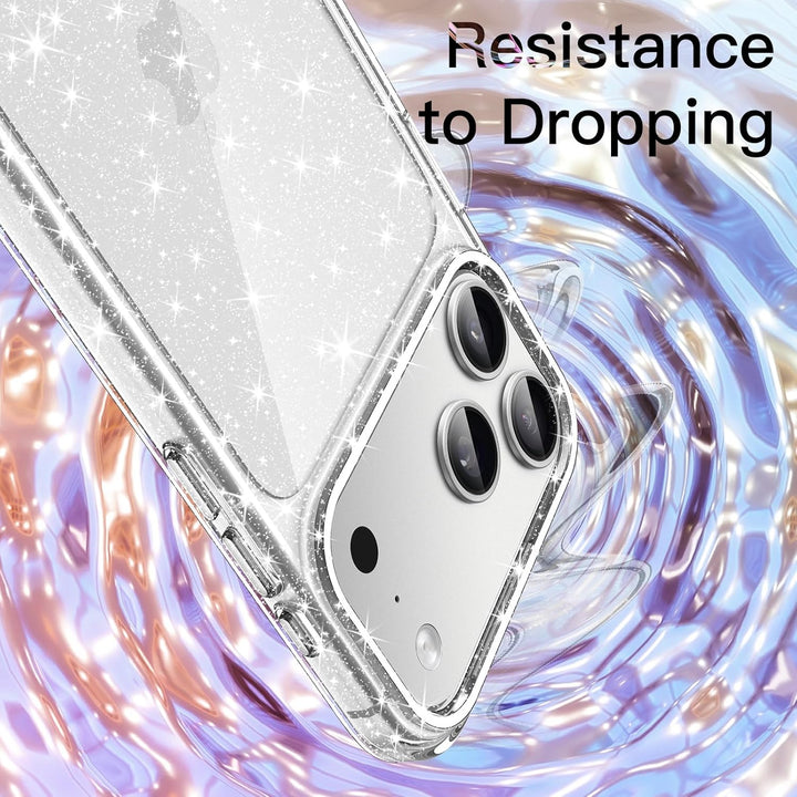 JETech Glitter Case for iPhone 17 Pro 6.3-Inch, Bling Sparkle Shockproof Phone Bumper Cover, Cute Sparkly for Women and Girls (Clear)