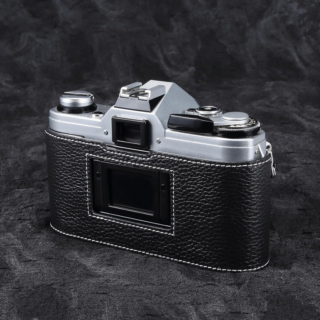 Half Body Leather Case for Canon AE-1, Protective Camera Cover for Canon AE-1 Program, Retro Camera Half Case Compatible with Canon AE1 Case & Cannon AE1 Case, for Canon AE1 Accessories (Black)