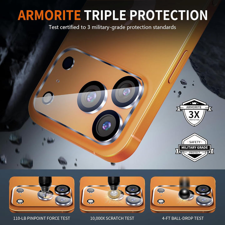 Suoman 3-Pack for iPhone 17 Pro Camera Lens Protector, [Drop Protection] Anti Scratch HD Clear 9H Hardness Tempered Glass Camera Cover for iPhone 17 Pro