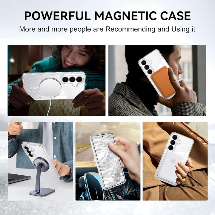 Samsung S26 Case Glitter, Magnetic Case Compatible with MagSafe - Clear
