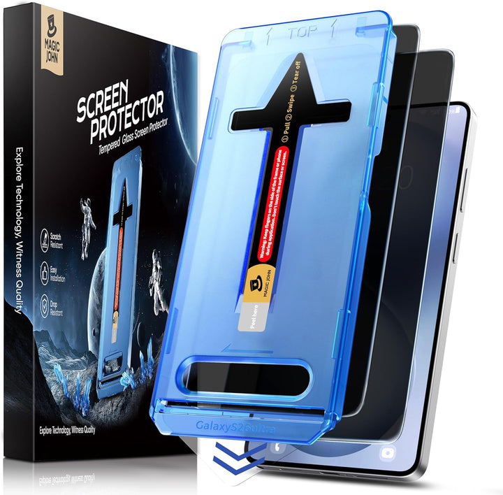 MAGIC JOHN 2 Pack for Samsung Galaxy S26 Ultra Privacy Screen Protector, Anti-spy Tempered Glass Film, Auto Dust-Elimination Installation, Bubble Free, Case Friendly