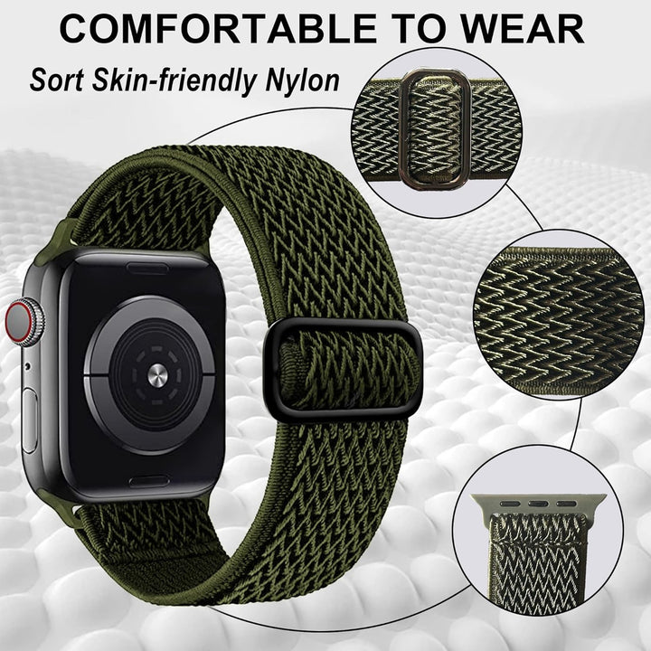 3 Pack Elastic Solo Loop Compatible with Apple Watch Bands 38mm 40mm 41mm 42mm 44mm 45mm 46mm 49mm Women Men, Sport Soft Nylon Stretchy Straps for iWatch Series 11 10 9 8 7 6 5 4 3 2 1 SE Ultra