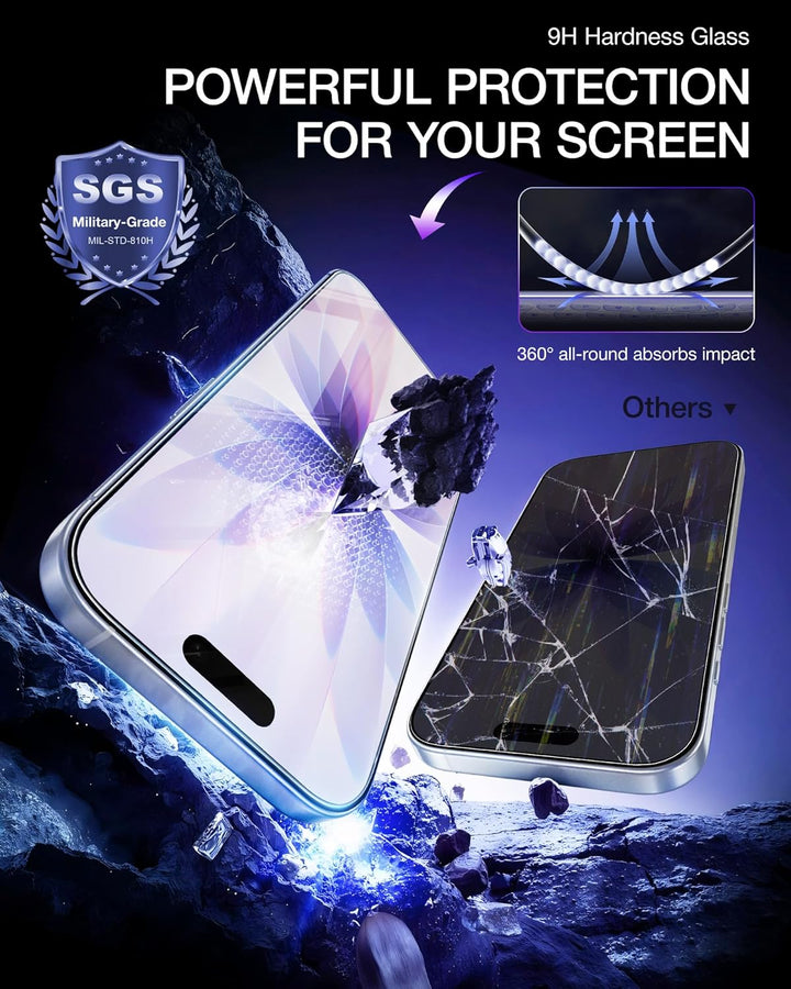 NIMASO for iPhone 17 Screen Protector 6.3-Inch, 2 Pack 9H Hardness HD Clear Tempered Glass Military Grade Shatterproof, Anti-Scratch, with Easy Installation Tool