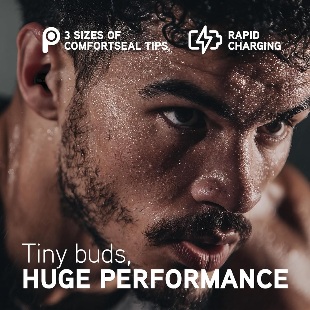 BlueAnt Pump Air Micro True Wireless in Ear Buds, Lightweight 4g Design, Compact Charging Case, Powerful Sound, IP54 Sweatproof/Splashproof, All-Day Battery Life, 6mm Driver, 30hrs Playtime, Black