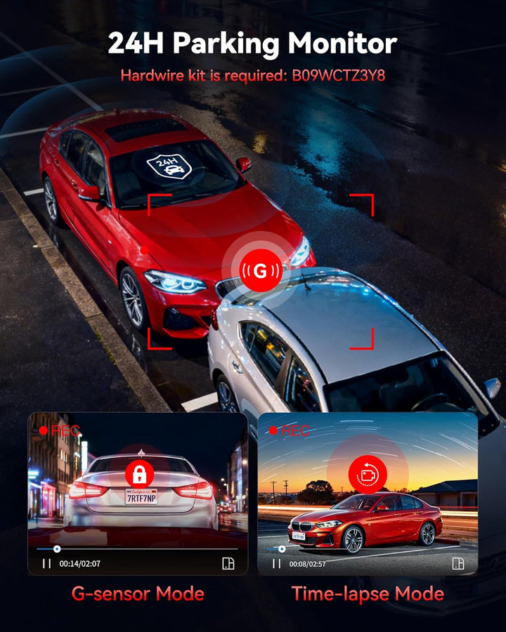 REDTIGER Dash Cam 4K Front and 1080P Rear, STARVIS 2 Sensor, 5GHz WiFi (20MB/s), GPS, WDR & HDR Night Vision, 170°Wide Angle, Loop Recording with Emergency Lock(SD Card Not Included)