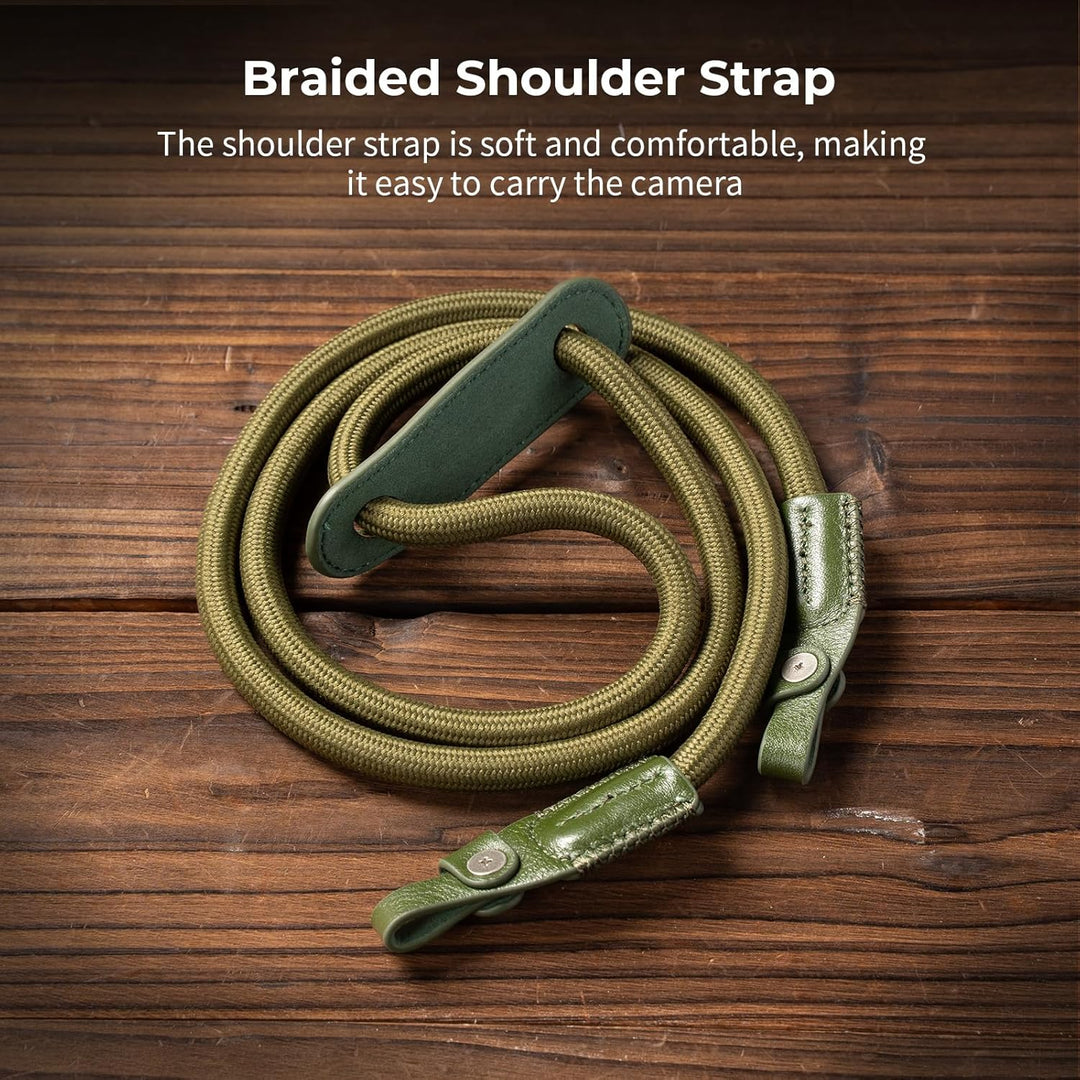 SMALLRIG Leather Case Kit for FUJIFILM X Half, Retro Style Full-Cover Carrying Bag with Half Leather Case, Built-in Card Pocket, Portable and Protecting with Woven Shoulder Strap (Green) - 5220