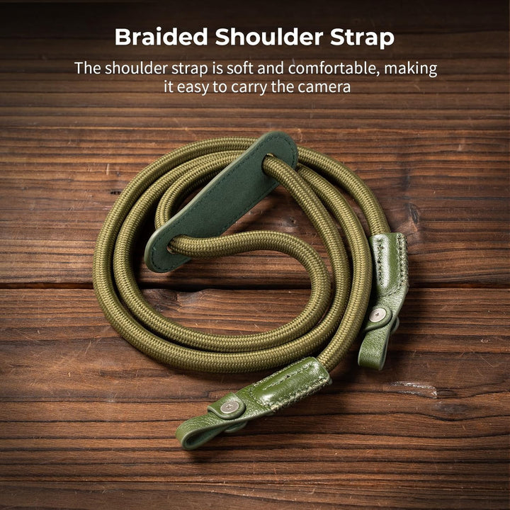 SMALLRIG Leather Case Kit for FUJIFILM X Half, Retro Style Full-Cover Carrying Bag with Half Leather Case, Built-in Card Pocket, Portable and Protecting with Woven Shoulder Strap (Green) - 5220