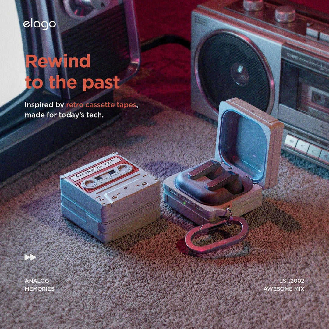 Samsung Galaxy Buds 4 Pro & Galaxy Buds 4 Case, Carabiner Included, Full Protection, Cassette (Classic White)