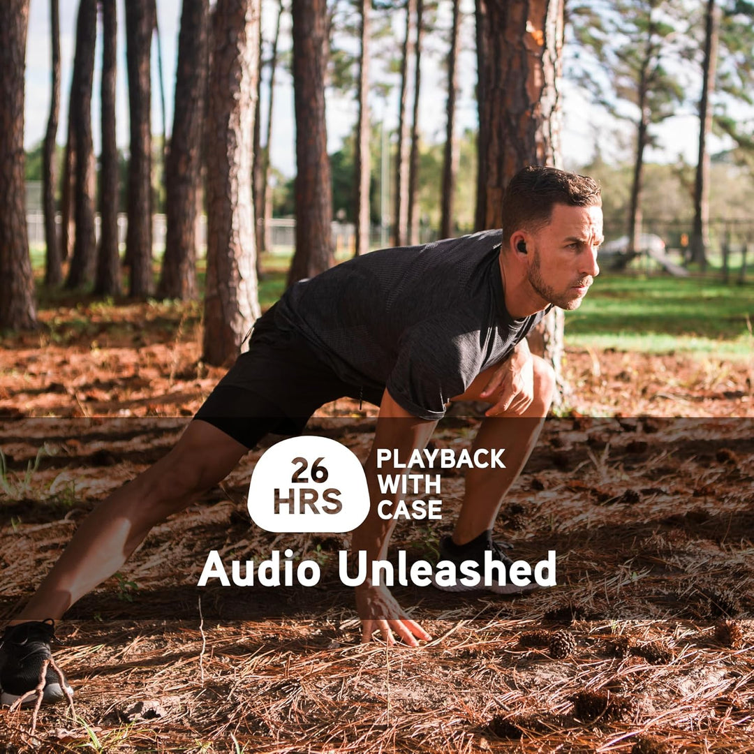 BlueAnt Pump Air Lite 2 Wireless in Ear Buds, 7mm Drivers with Big Bass, Clear Calls, IP55 Sweatproof, 26 Hours Playback, Lightweight 4g per Bud, 3 Sizes of Comfortseal Tips, Black/White (Black)