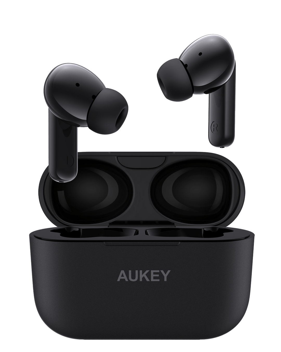 Aukey noise cancelling earbuds in black.