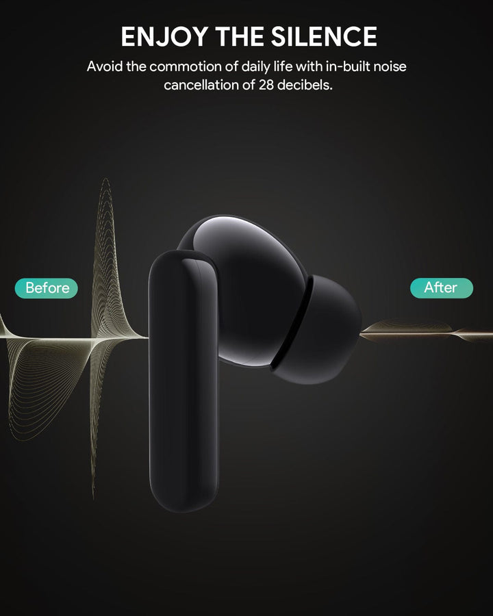 Aukey Bluetooth Earphones Black Aukey MiniNC Active Noise Cancelling Earbuds - Aukey MiniNC