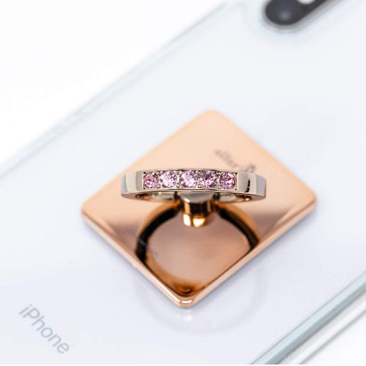 GPEL Ring GPEL AllurRing Cell Phone Ring Holder - Charlotte Crystal Smartphone Stand w/ 360 Rotation Finger Grip Kickstand, Rose Gold