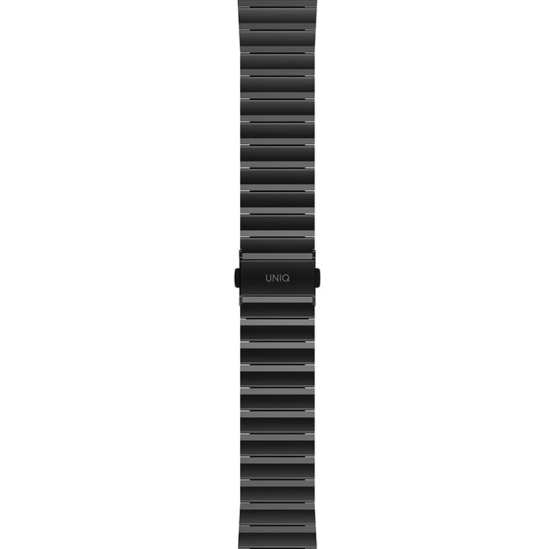 Sleek Apple Watch Stainless Steel Link Band by UNIQ on a white background.