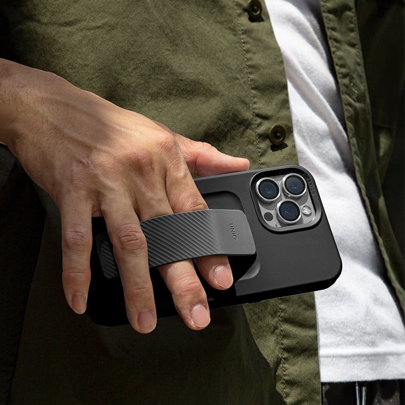 UNIQ Black iPhone 13 Pro Case - UNIQ Heldro Strap Magnet
