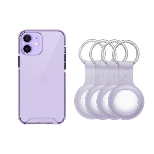 UNIQ Cases & Covers Purple / AirTags Combo x4 UNIQ iPhone 12 Clear Combat Case