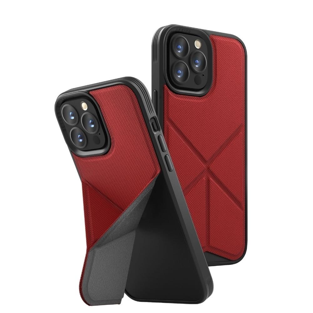 UNIQ Red iPhone 13 Pro Max MagSafe Fold Stand Case - UNIQ Transforma